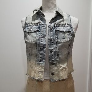 Studded Acid Washed Denim Jacket